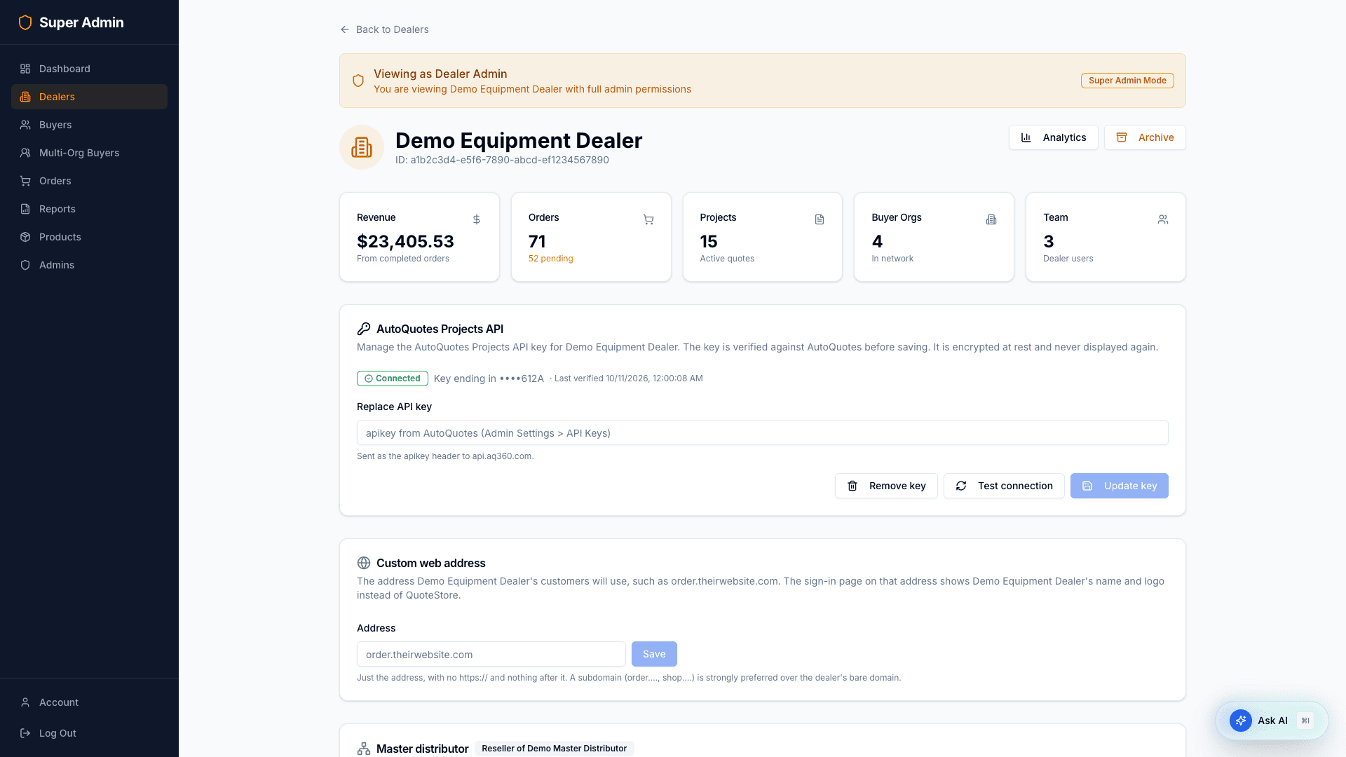 Super admin dealer detail