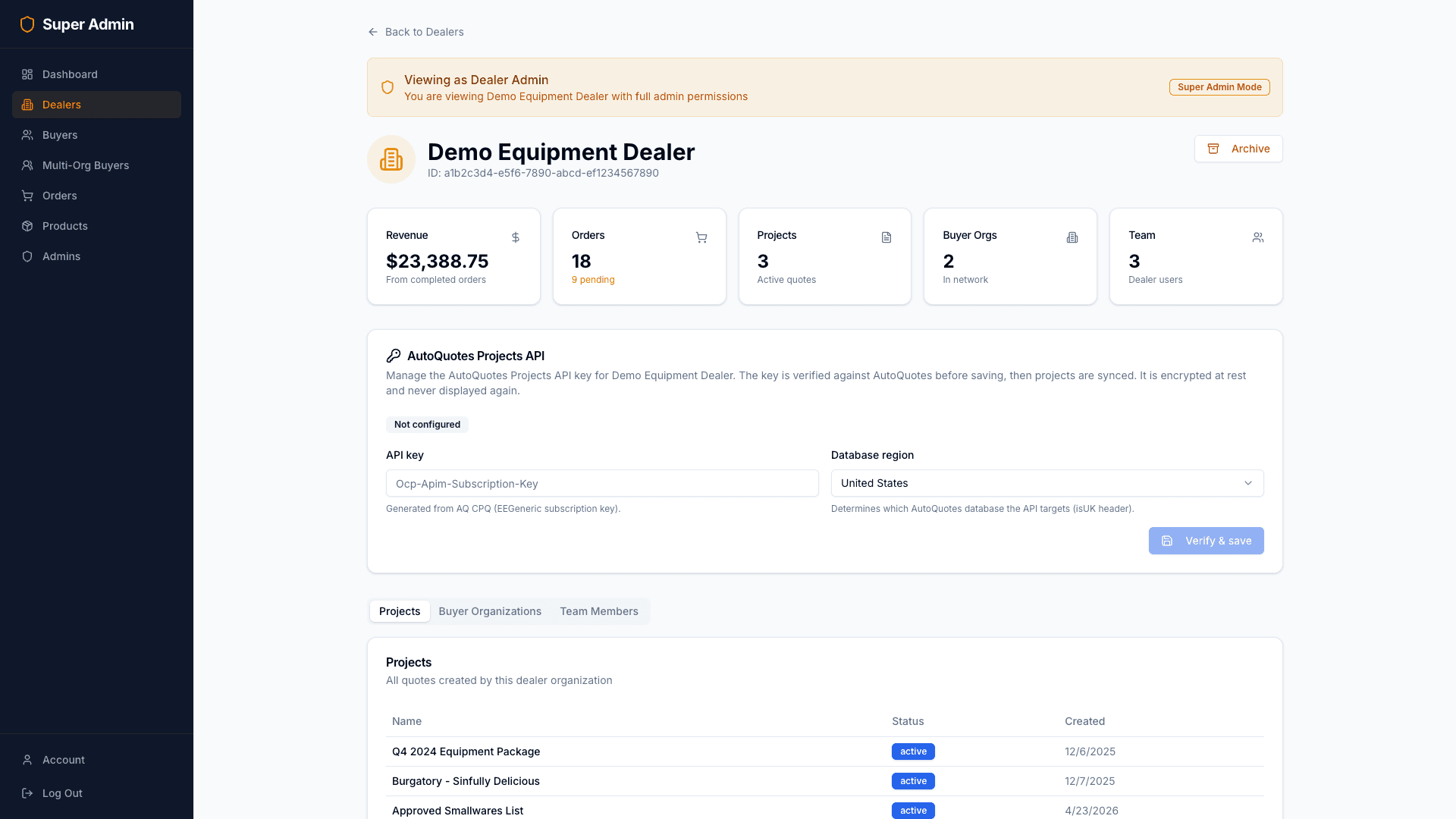 Super admin dealer detail
