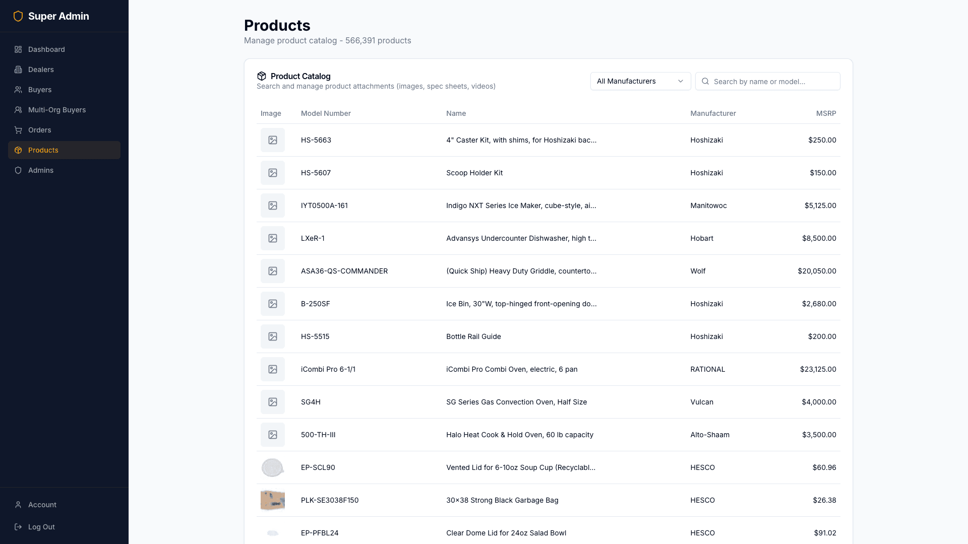 Super admin products