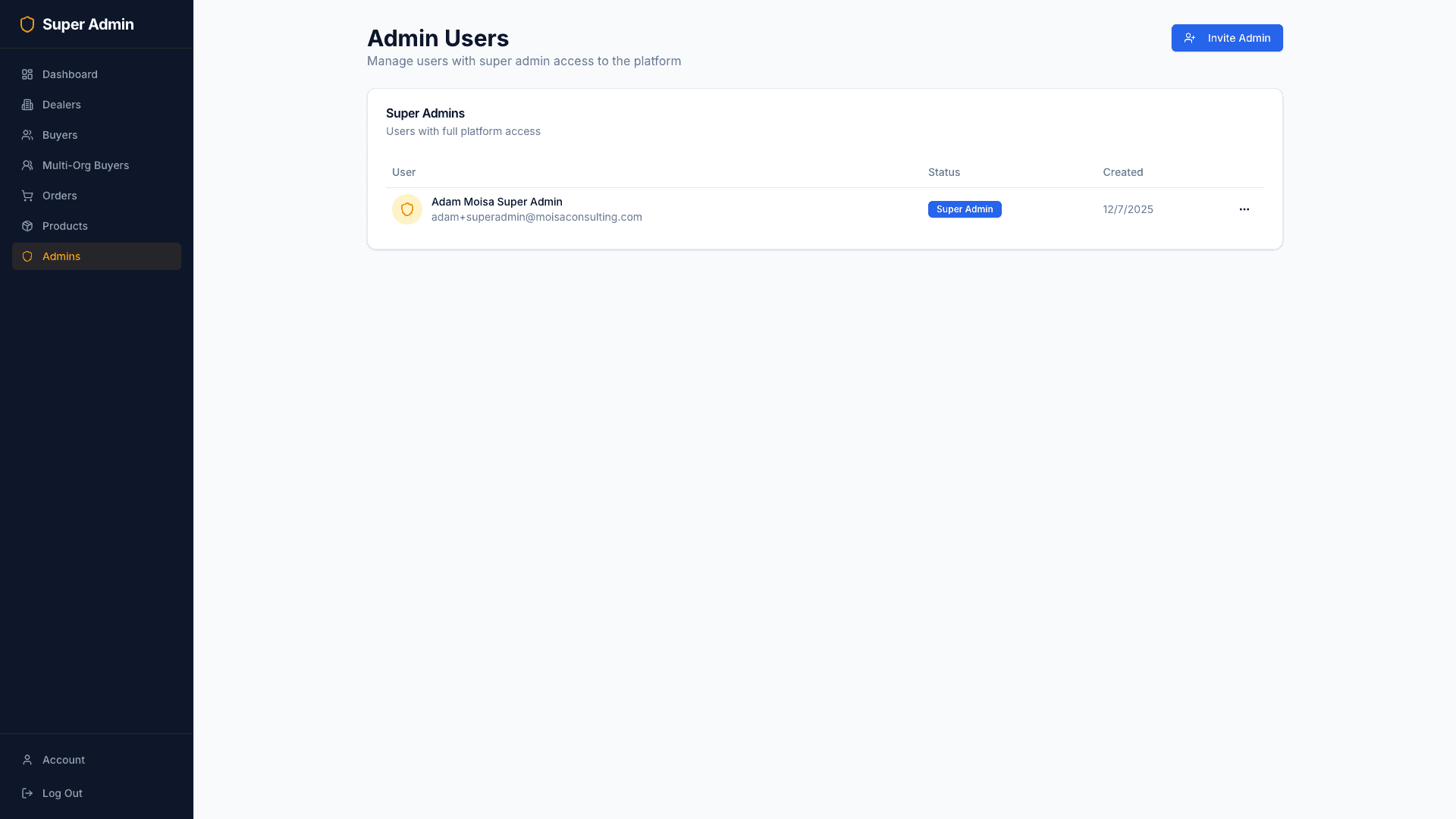 Super admin admins