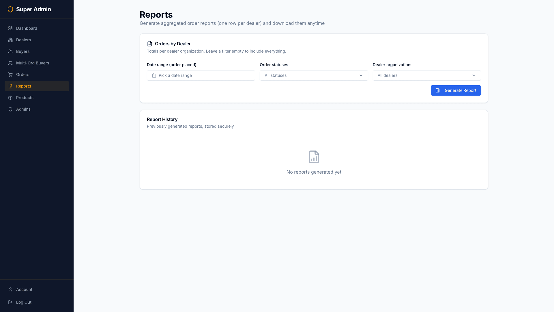 Super admin reports