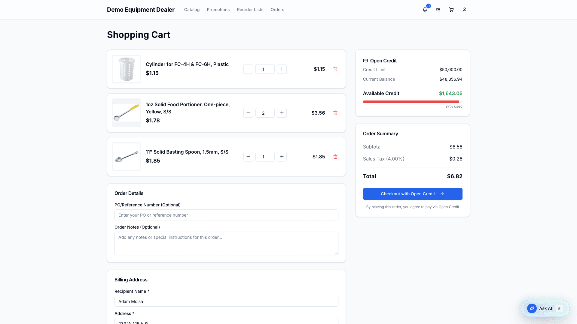 Buyer cart and checkout