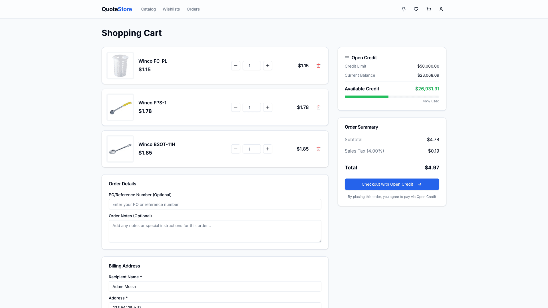 Buyer cart and checkout