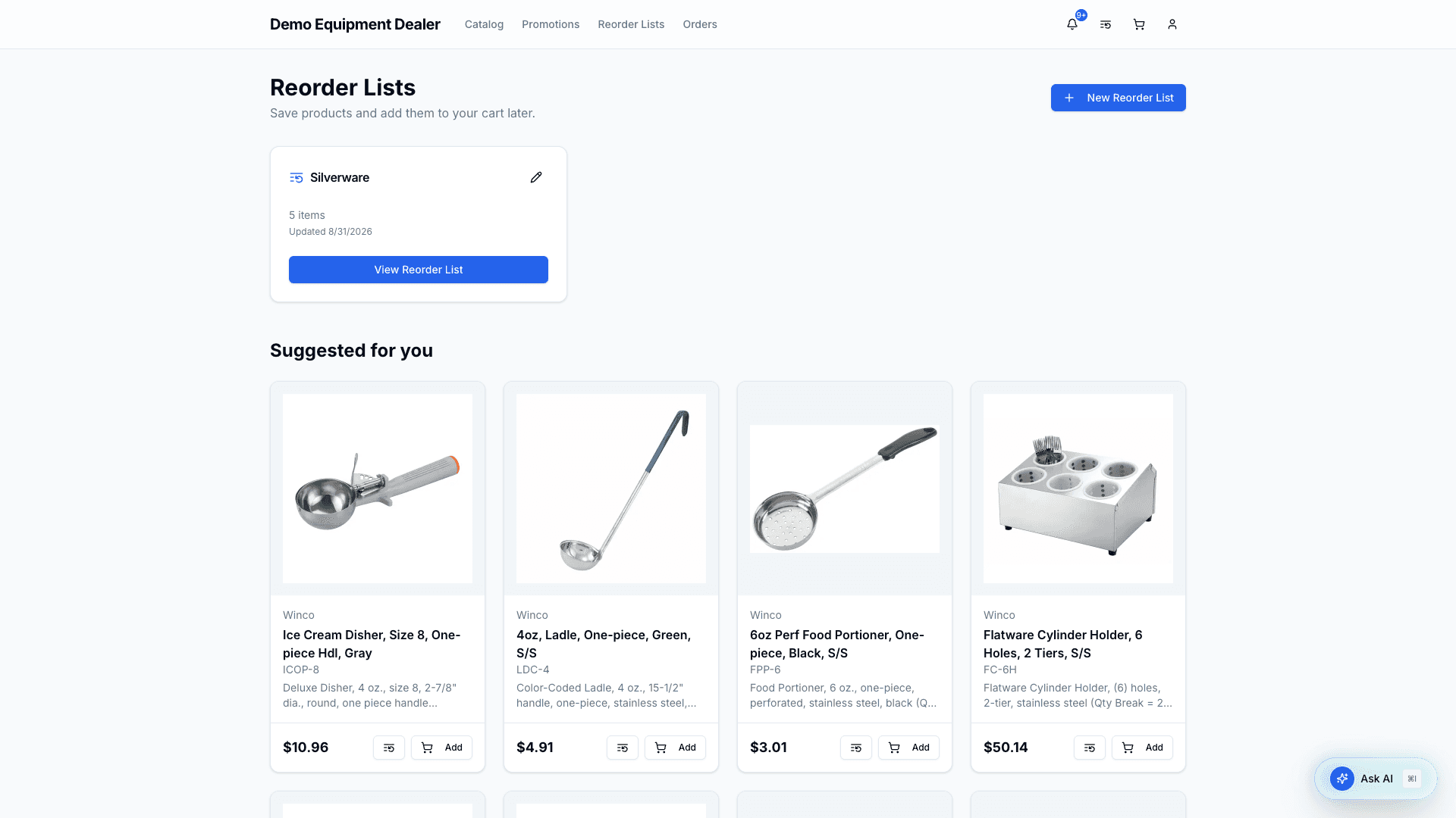 Buyer reorder lists
